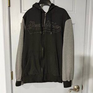 Sean John Black and Gray Sherpa lined zip upHoodie
